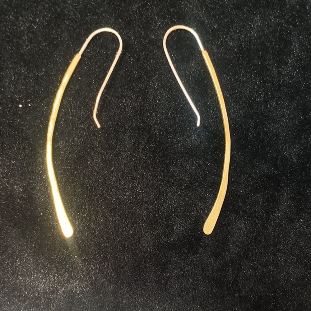 Contemporary Hammered Brass Hook Earrings KR